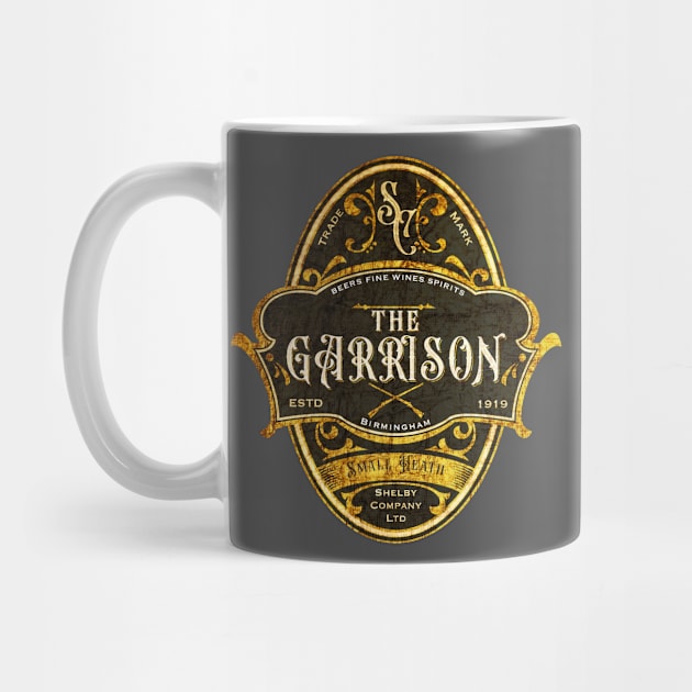 The Garrison Pub Emblem Design Black and Gold by ScienceNStuffStudio